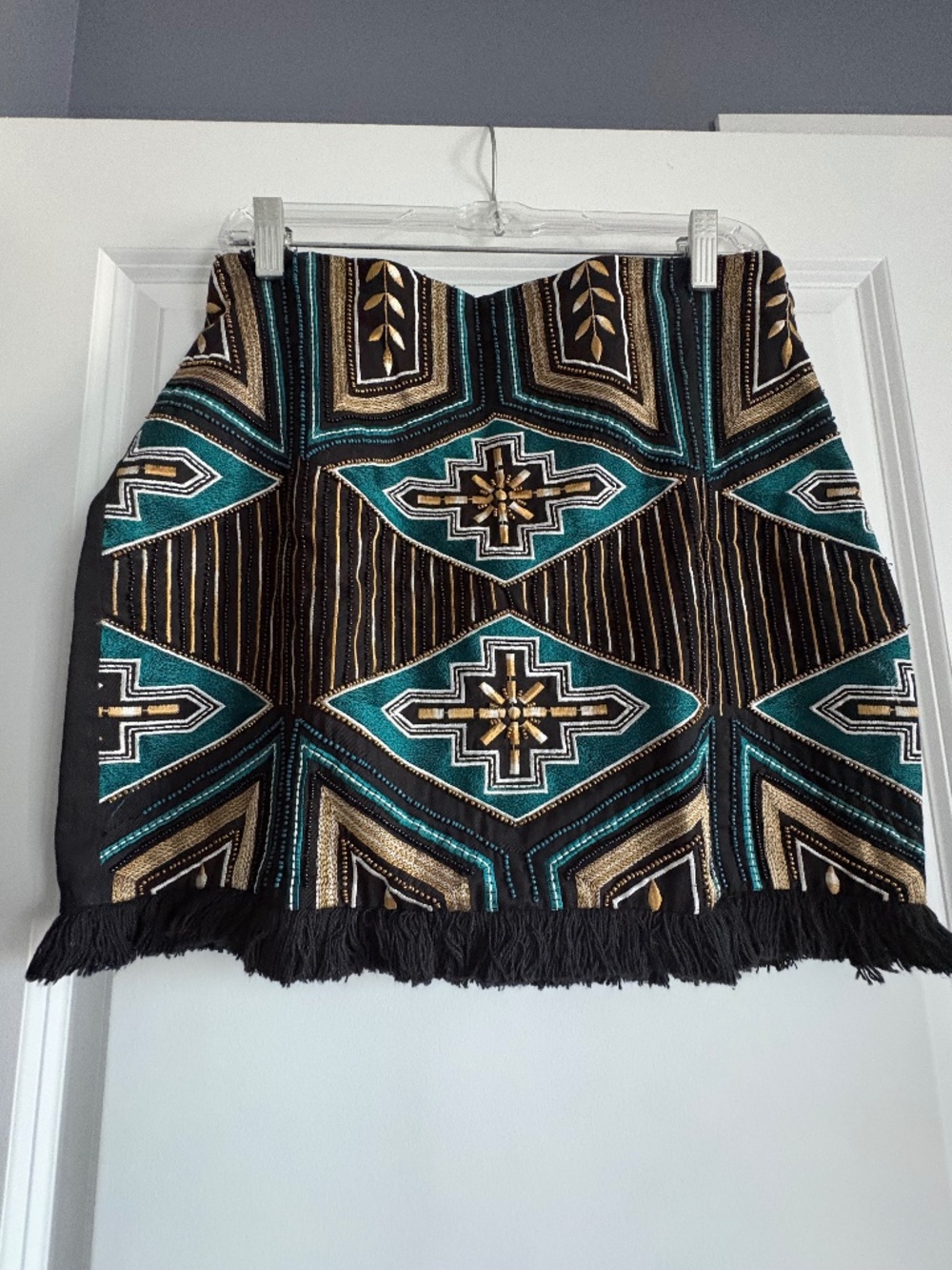H&M Embroidered and Beaded Mini Skirt